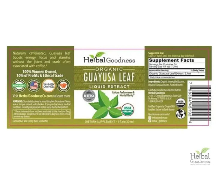 Guayusa Leaf Extract - Organic - Tea 24/2g - Herbal Goodness Tea & Infusions Herbal Goodness 