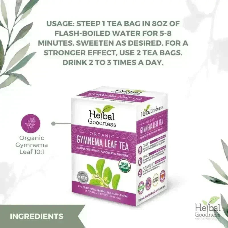 Gymnema Leaf Extract - Organic - Tea 24/2g - Herbal Goodness Tea & Infusions Herbal Goodness 