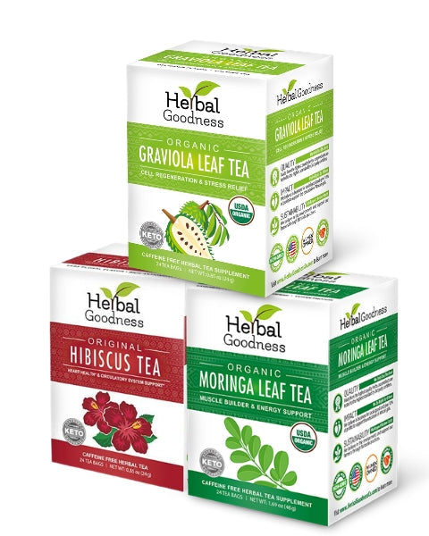 Herbal Tea Trio – Build-Your-Own Bundle | Mix & Match Any 3 Herbal Teas & Save 20% Herbal Goodness Guava Hibiscus Bamboo 
