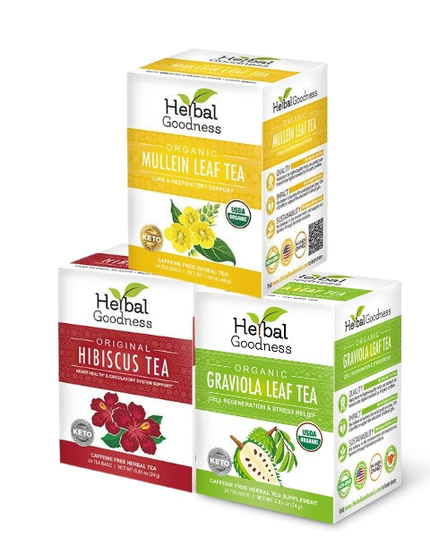 Herbal Tea Trio – Build-Your-Own Bundle | Mix & Match Any 3 Herbal Teas & Save 20% Herbal Goodness Guava Hibiscus Bamboo 