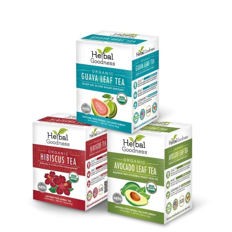 Herbal Tea Trio - Guava, Hibiscus & Avocado Bundle – Refreshing Tea Collection Bundle Herbal Goodness 3 units 