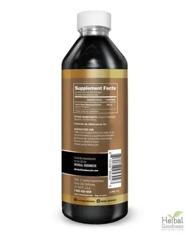 Lion's Mane Mushroom Liquid Extract - Organic - Brain & Mood Liquid Extract Herbal Goodness 