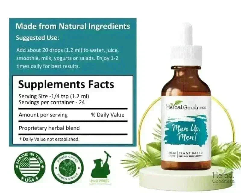 Man Up Men - 2fl.oz - Male Hormones & Vitality Liquid Extract Herbal Goodness 