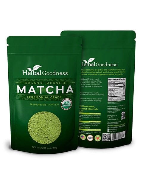Matcha Green Tea Powder - Organic, Japanese Ceremonial 4oz - Energy & Vitality - Herbal Goodness Powder Herbal Goodness 