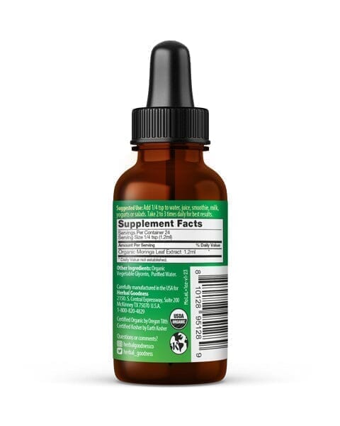 Moringa Leaf Extract - Organic 1oz 15X Liquid Extract - Immunity & Wellbeing Liquid Extract Herbal Goodness 