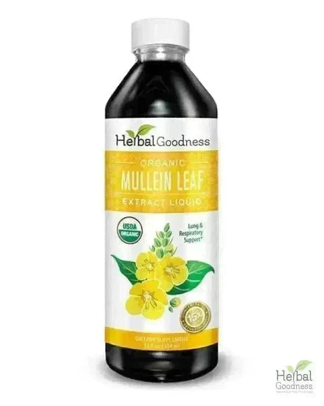 Mullein Leaf Extract Liquid - Organic - 15X Strength Liquid Extract Herbal Goodness 12 oz 