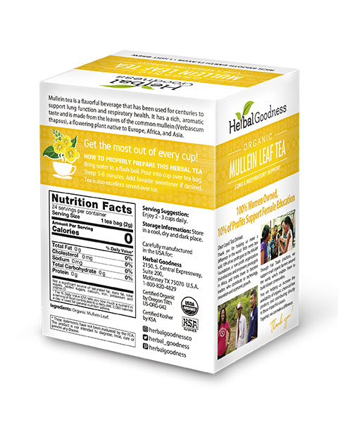Mullein Leaf Tea - Organic 24 Tea Bags - Respiratory & Lung