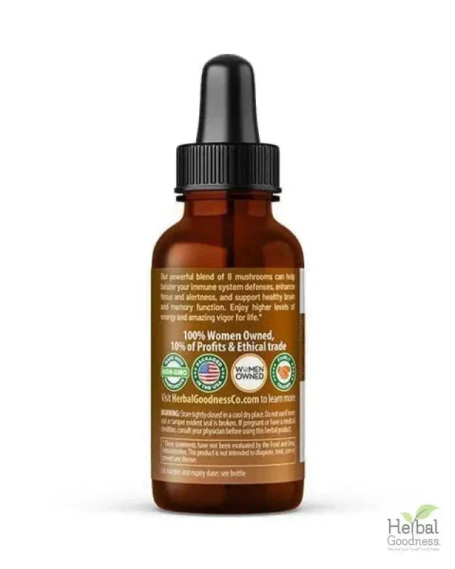 Mushroom Blend - Organic 15X Liquid Extract - Adaptogens & Brain Power Liquid Extract Herbal Goodness 