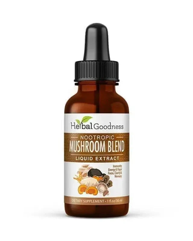 Mushroom Blend - Organic 1oz 15X Liquid Extract - Adaptogens & Brain Power Liquid Extract Herbal Goodness 1 oz 
