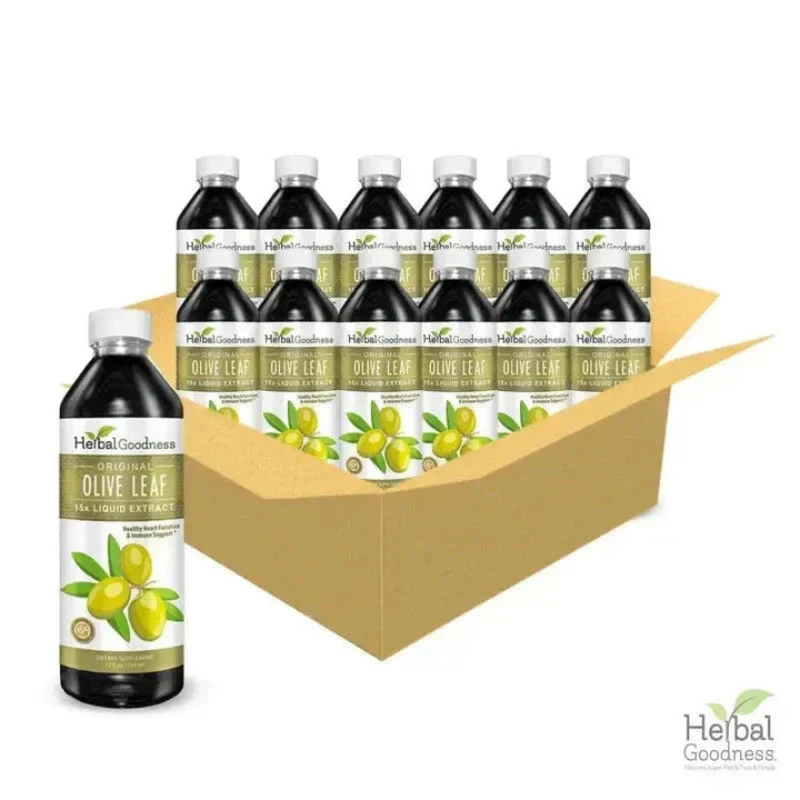 Olive Leaf - Organic 15X Liquid Extract - Immunity & Performance Liquid Extract Herbal Goodness 12oz Case(12) 