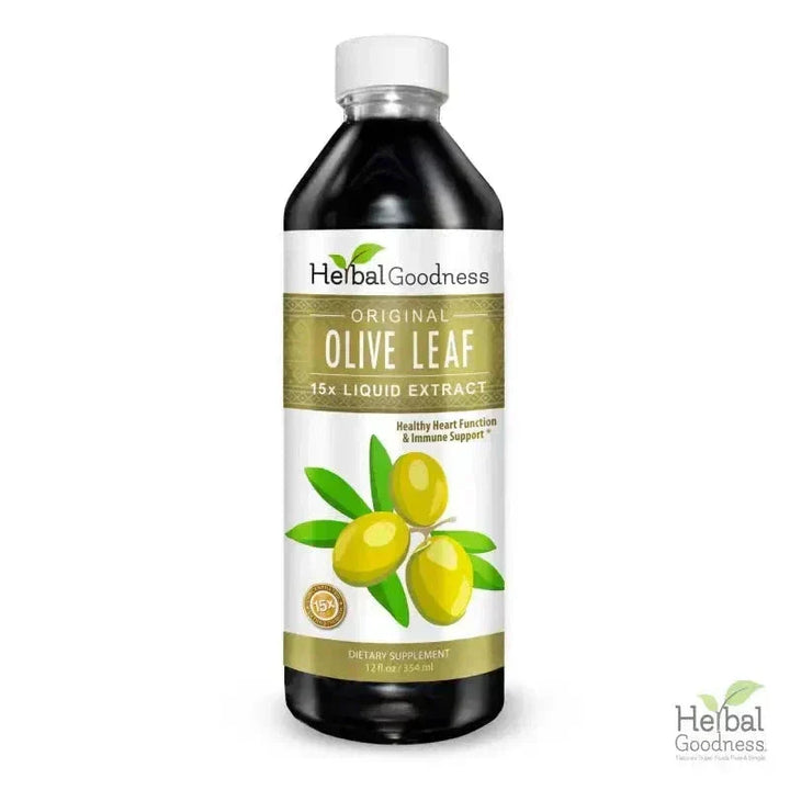 Olive Leaf - Organic 15X Liquid Extract - Immunity & Performance Liquid Extract Herbal Goodness 12 oz 