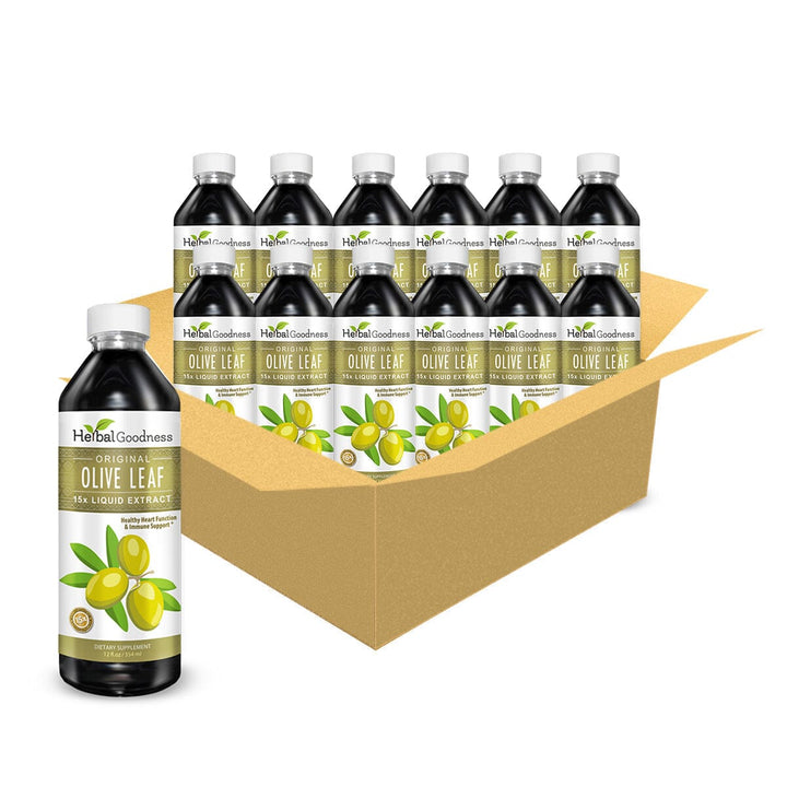 Olive Leaf Extract Liquid - 15X Strength Liquid Extract Herbal Goodness 12 oz Case(12) 