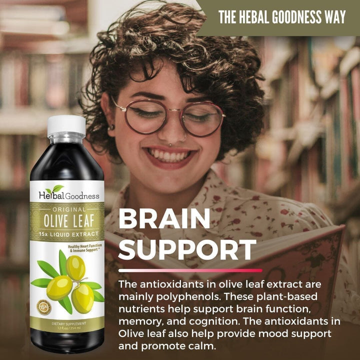 Olive Leaf Extract Liquid - 15X Strength Liquid Extract Herbal Goodness 