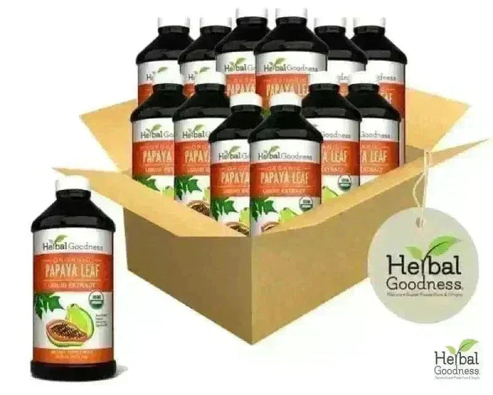 Papaya Leaf Extract 16oz – Organic 15X Liquid Papaya Leaf Herbal Supplement Liquid Extract Herbal Goodness Case 12 