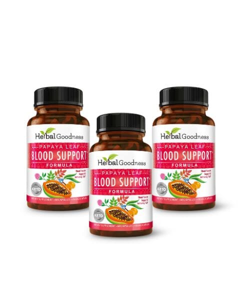 Papaya Leaf Extract Blood Support - 10X 60/450mg Capsules - Blood Platelet Capsules Herbal Goodness 3 Units 