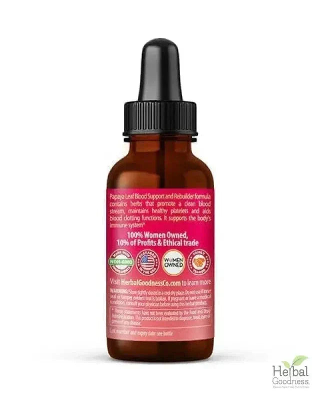 Papaya Leaf Extract Blood Support - Organic 15X Liquid Extract - Platelet Health Liquid Extract Herbal Goodness 
