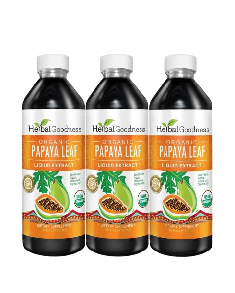 Papaya Leaf Extract 16oz – Organic 15X Liquid Papaya Leaf Herbal Supplement - Herbal Goodness