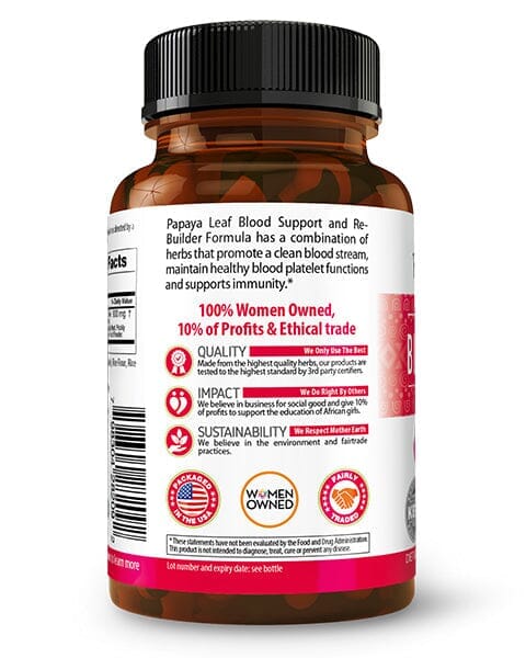 Papaya Leaf Extract Blood Support - 10X 60/450mg Capsules - Blood Platelet Capsules Herbal Goodness 
