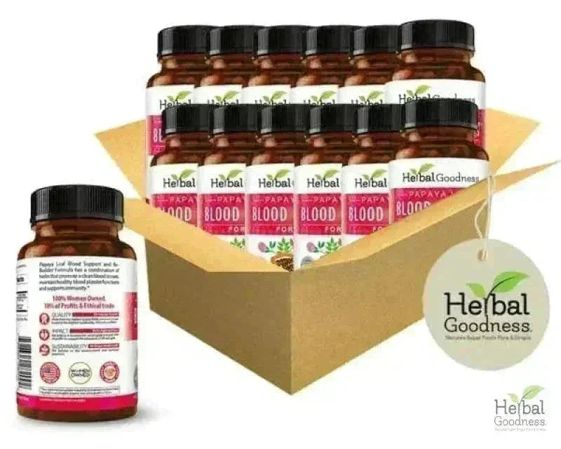 Papaya Leaf Extract Blood Support - 450mg/60 Capsules Capsules Herbal Goodness Case(12) 