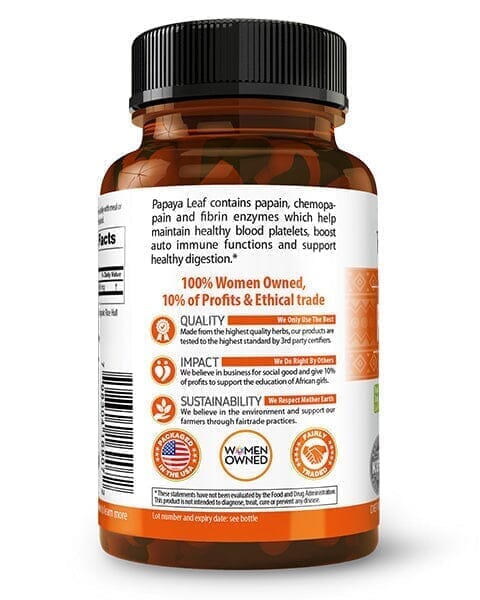 Papaya Leaf Extract - Capsules 600mg - 10X Strength Capsules Herbal Goodness 