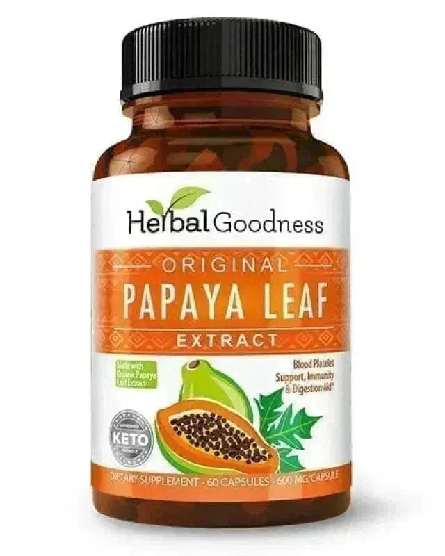 Papaya Leaf Extract - Capsules 600mg - 10X Strength - Herbal Goodness Capsules Herbal Goodness 