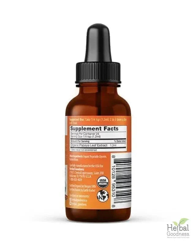 Papaya Leaf Extract - Organic 1oz 15X Liquid - Blood Platelet Liquid Extract Herbal Goodness 
