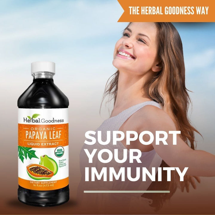 Papaya Leaf Extract - Organic - Liquid - 16oz Liquid Extract Herbal Goodness 
