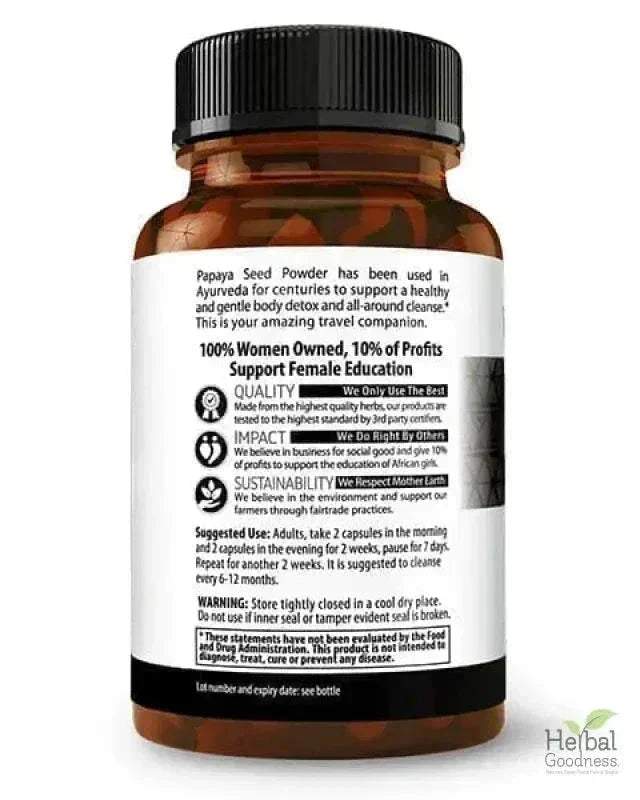 Papaya Seed Powder - Capsules 600mg - Plant-Based Digestive Support Formula - Herbal Goodness Capsules Herbal Goodness 