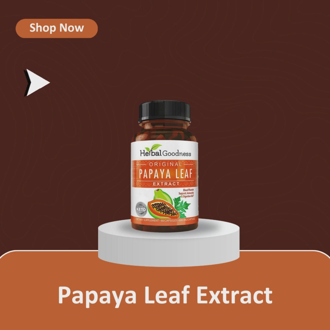 Papaya Leaf Extract - Capsules 600mg - 10X Strength - Boost Platelets, Digestion & Immunity - Herbal Goodness