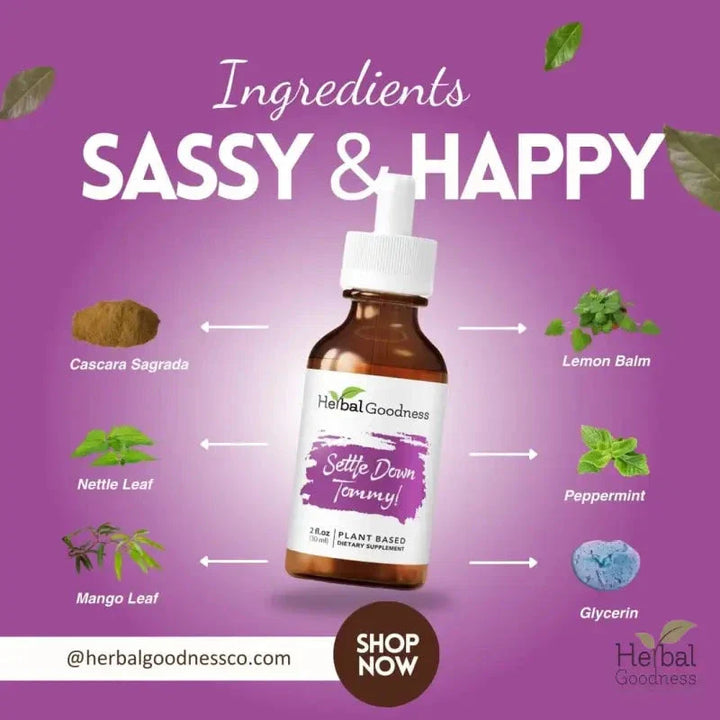 Settle Down Tommy 2fl.oz - Plant Based - Dietary Supplement, Promotes a Balanced Gut - Herbal Goodness Liquid Extract Herbal Goodness 
