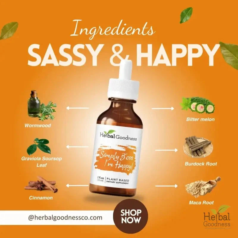 Simply Bcos Im Happy 2fl.oz - Plant Based - Dietary Supplement, Calms mind - Herbal Goodness Liquid Extract Herbal Goodness 