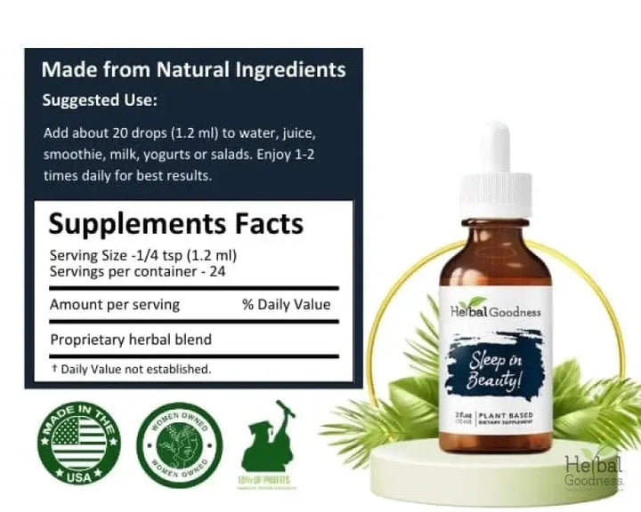 Sleep in Beauty - 2fl.oz - Plant Based - Dietary Supplement, Better Sleep Quality - Herbal Goodness Liquid Extract Herbal Goodness 