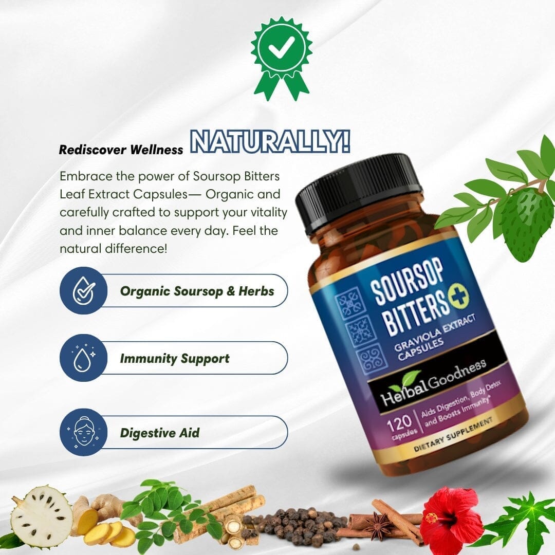 Soursop Bitters Graviola Extract_Capsules_120/1000mg Capsules Herbal Goodness 