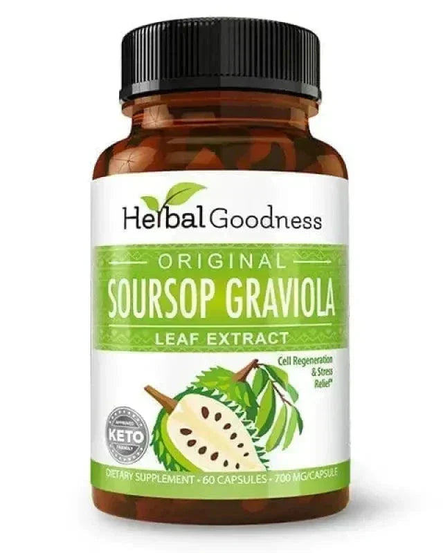 Graviola Soursop Leaf Extract – 10X 60/600mg Capsules - Cell Renew & Immunity Capsules Herbal Goodness Unit 