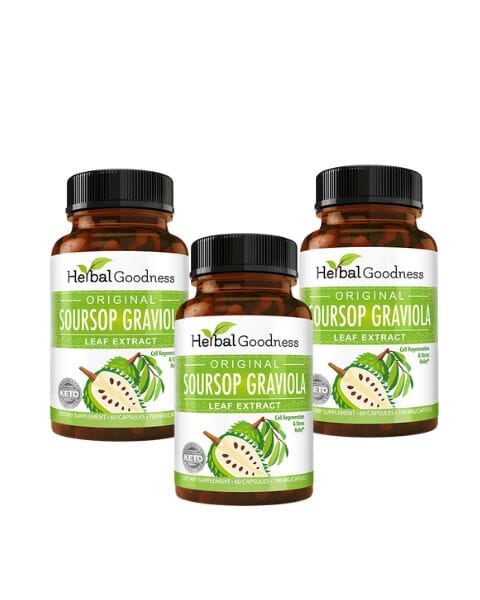 Graviola Soursop Leaf Extract – 10X 60/600mg Capsules - Cell Renew &amp; Immunity Capsules Herbal Goodness 3 Units 