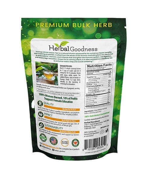 Soursop Graviola Leaf (Whole Leaves) - Organic - 300 + Leaves - Immune & Wellness Support Bulk Herb Herbal Goodness 