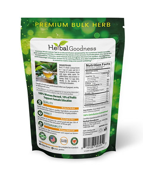 Soursop Graviola Whole Leaves – 300+ Leaves (4oz Buy Bulk Herb