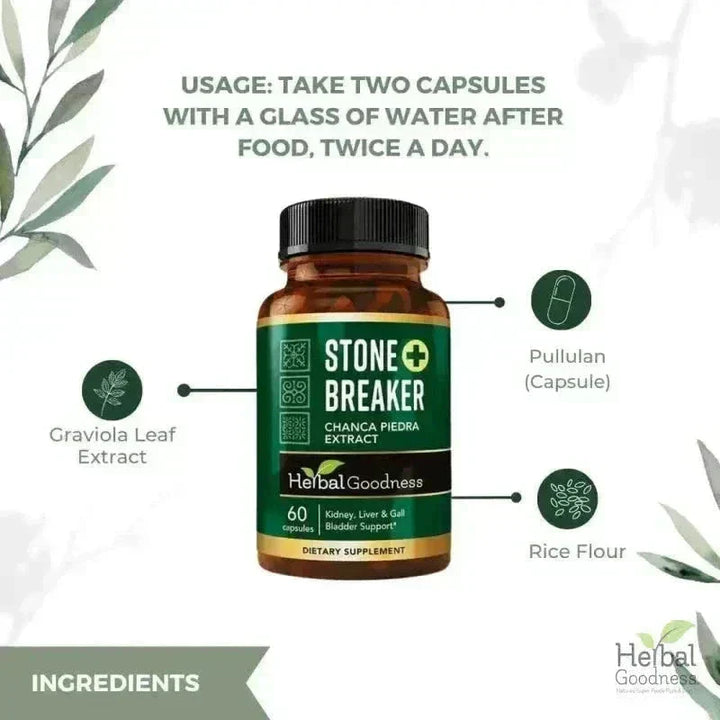 Stone Breaker Plus | Chanca Piedra Extract Capsules - 60/600mg by Herbal Goodness Capsules Herbal Goodness 