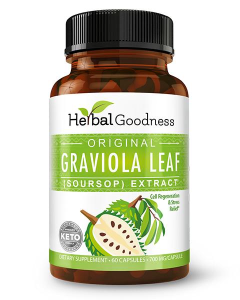 Graviola (Soursop) Leaf Extract - 60/700mg Veggie Capsules - Healthy Cell Support - By Herbal Goodness Capsules Herbal Goodness Unit 