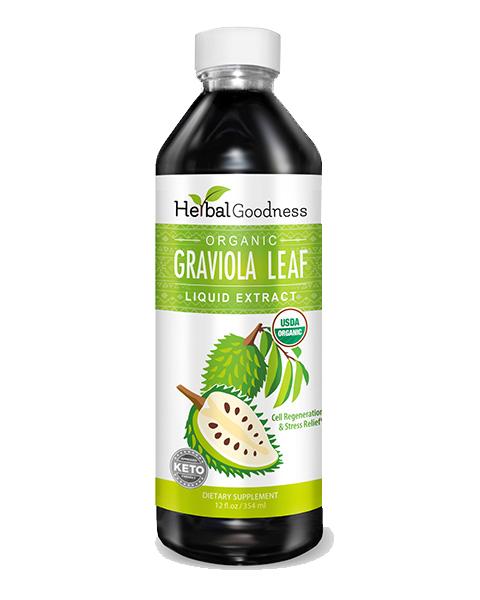 Graviola Soursop Leaf Extract Liquid 12oz - Organic, Gluten-Free, Kosher - By Herbal Goodness- Organic, Non-gmo, Gluten-Free, Kosher - By Herbal Goodness Liquid Extract Herbal Goodness Unit 