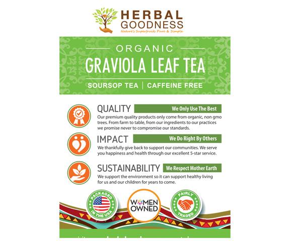 Graviola Leaf Soursop Tea - Pure Dried Leaves  - By Herbal Goodness Tea & Infusions Herbal Goodness