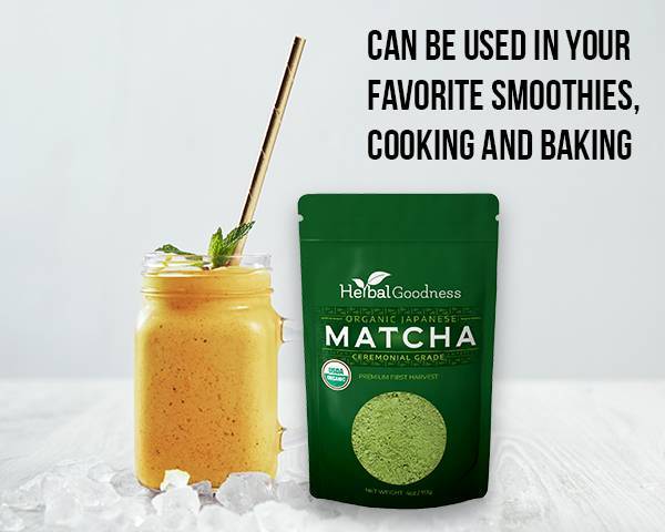 Matcha Green Tea Powder Organic Ceremonial Japanese Grade - Organic, Kosher - Energy & Vitality, Smoothie Powder, Bake - By Herbal Goodness Powder Herbal Goodness 