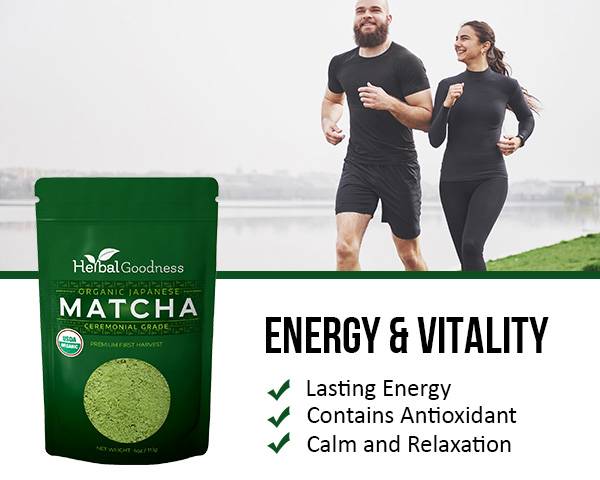 Matcha Green Tea Powder Organic Ceremonial Japanese Grade - Organic, Kosher - Energy & Vitality, Smoothie Powder, Bake - By Herbal Goodness Powder Herbal Goodness 