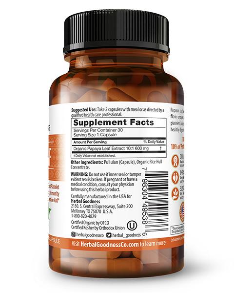 Papaya Leaf Extract CapsulesHerbal Goodness Capsules Herbal Goodness 