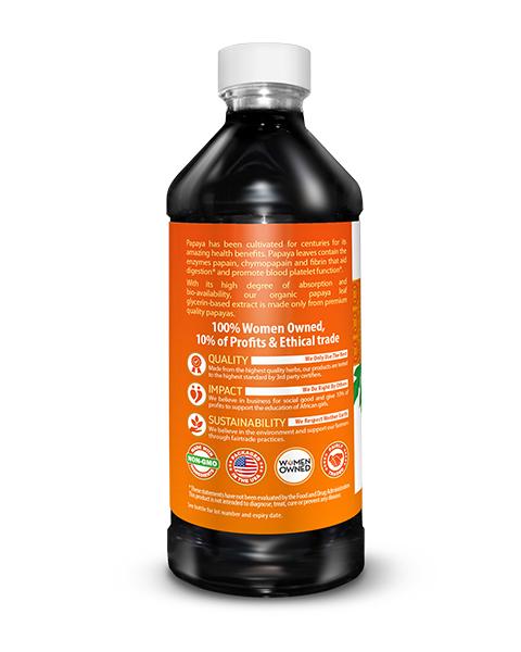 Papaya Leaf Extract - Organic - Liquid - 16oz - Platelets, Digestion & Immunity - Herbal Goodness - Herbal Goodness